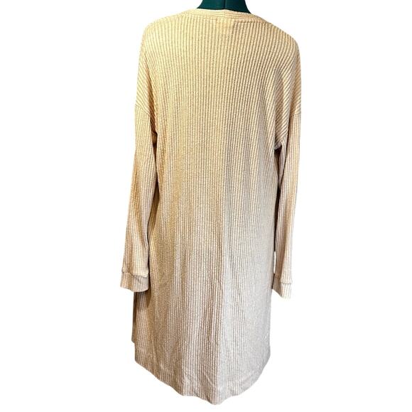 Soma Ribbed Open Front Longline Cardigan Sweater Beige Women Large | Loungewear - Picture 2 of 4